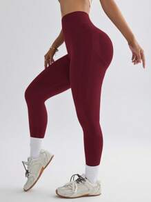 Dewbera 女士高腰纯色无缝紧身裤，适合日常健身瑜伽裤