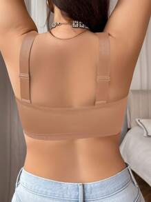 大码女士无钢圈文胸，防止下垂减少二次乳房设计 - 杏色 - 查看 2