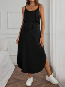 SHEIN Maternity Casual Solid Color Camisole Nursing Dress For Summer