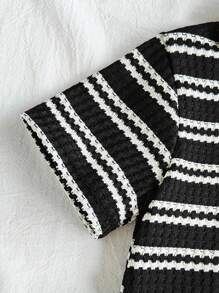 Vintaside Kids Toddler Boy 2pcs Striped Fashion Versatile All-Match Casual Denim Vibe Set