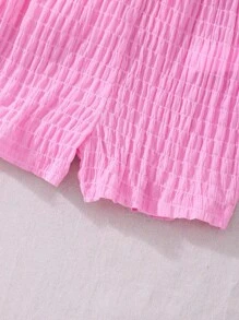 Set de 2 piezas para niñas preadolescentes: Camiseta corta estampada con la palabra "ALOHA" + Pantalones cortos de playa con contraste, conjunto informal y deportivo de corte holgado