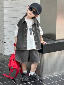 Dazy Kids 小男孩秋季套裝 - 牛仔套裝 - 黑色 - 查看 2