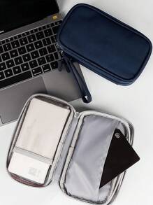 1pc Waterproof Electronic Storage Bag ,Multi-Layer Fixed Storage Bag,Multi-Zipper Portable Storage Bag- Perfect For U Disks, Hard Disks, Headphones