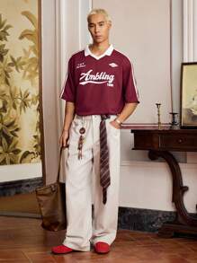 SWAVVY Men's Casual Knit Loose Fit Short Sleeve Polo Shirt, Daily Wear, School - Burgundy - View 6