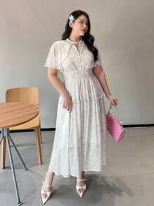 Dazy Plus 碎花雪纺连衣裙带斗篷，女士长裙，适合约会，夏季