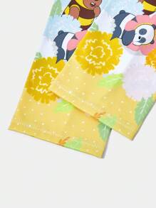 We Bare Bears X SHEIN 1 对可爱卡通花卉印花袖套 - 黃色 - 查看 4