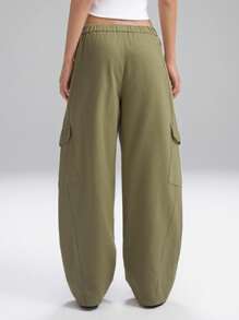 LYSMO Summer Women's Green Cargo Pocket Baggy Pants For Minimalist Vintage Casual, Comfortable And Casual, Commuting And Versatile, Y2K Chic 2025New Arrive