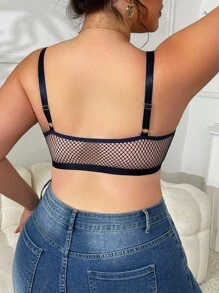 Sujetador de red de pescar sexy y calado para mujer de talla grande