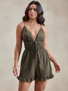 Wildy American West Country Casual Green Jumpsuit, Summer - Green - View 2