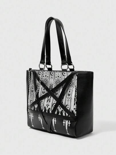 Goth Bolso de hombro de mujer de gran capacidad, versátil, simple y de uso diario, de moda casual