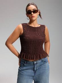 LYSMO Top de camisola con elástico y fruncido estilo bohemio para mujer de talla grande
