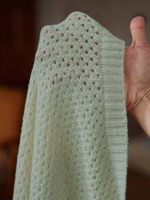 Manfinity Homme Men's Floral Pattern Hollow Out Short Sleeve Single-Breasted Knitted Sweater - Green - View 6