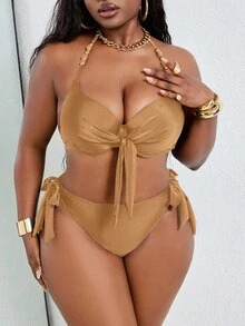 Slaydiva Conjunto de traje de baño con sujetador de alambres con aros de empuje de taza dura con empalme de metal ajustable para talla grande