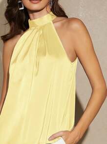 BizChic Blusa holgada de unicolor con estampado de drapeado simple, estilo urbano básico, moda simple y elegante para uso casual de negocios, adecuada para maestros y damas de oficina