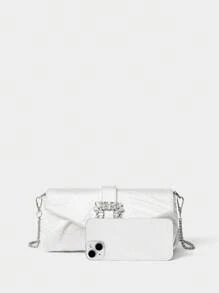 SHECARRY حقيبة يد أنيقة مزينة بالراين للسيدات