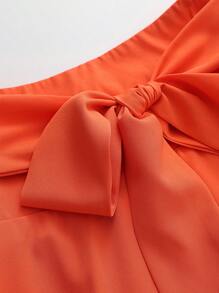 Rometta Plus Size Women's Casual Solid Color Long Skirt, Versatile For Daily Work Fall - Orange - View 5