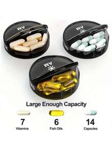 圆形迷你旅行防潮14格医药盒便携可拆卸防尘一周七天药品盒打包盒 - 彩色 - 查看 7