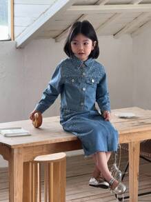 DENIMLY Kleine Mädchen BOHO GLAMOURÖSE DIAMANT BÜGEL DETAILS CROP Denim Jacke UND MITTEL Denim Rock JEANS Zwei Teile SET, UND SCHICK.