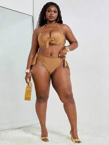 Slaydiva Conjunto de traje de baño con sujetador de alambres con aros de empuje de taza dura con empalme de metal ajustable para talla grande