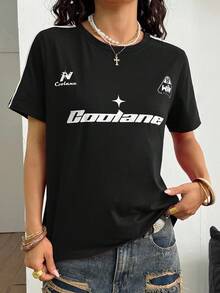 Coolane Women's All-Season Going Out Concert Music Festival Streetwear Vintage Graphics Black Fitted Tees,Black Tops