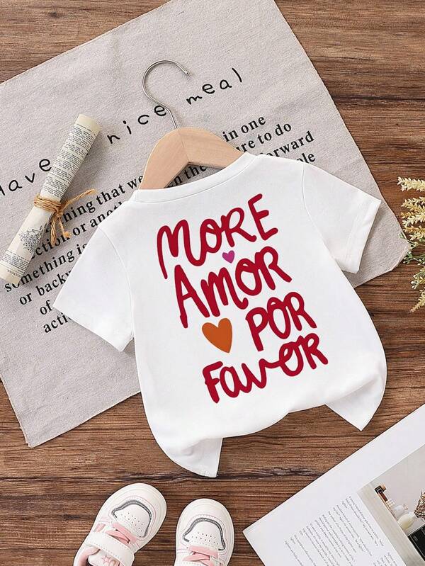 T-shirt décontracté à manches courtes et col rond, simple, pour bébé fille, convenant pour l'été