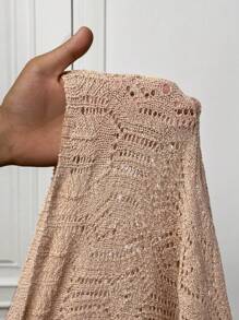 Slaydiva 2025 New Oatmeal Textured Knit V-Neck Tie Front Cardigan, Suitable For Music Festivals, Easter, St. Patrick's Day, Western, Nomadic, Birthday Party, Graduation, Casual, Vacation, Cruise, Street Fashion, Minimalist Autumn Winter Clothes For Women - Apricot - View 8