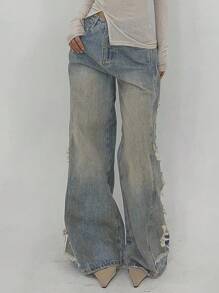 DAZY Jeans dritti con effetto vissuto per donne