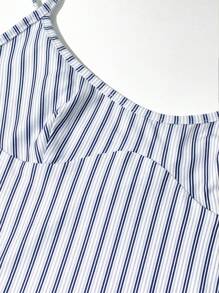 Jouncy White Stripe Print Scoop Neck Fitted Casual Vacation Sexy Women Camisole