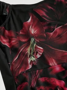 SHEIN MOD Váy lưới xếp nếp họa tiết hoa cho nữ, Váy trang trọng, Váy dạ hội, Trang phục du ngoạn cho nữ, Váy Halloween, Trang phục thập niên 90, Váy dạ hội, Váy phù dâu, Váy dự tiệc cưới mùa thu, Quần áo phù thủy, Trang phục tiệc trưa cho nữ - màu đen - Xem 3