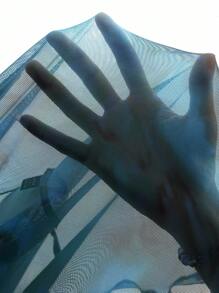 MaterniChic 孕妇时尚花卉印花透明网眼吊带裙，夏季 - 綠色 - 查看 7