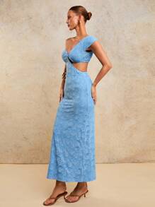 COSMINA Women's Elegant Hollow Out Twist Long Dress, Suitable For Resort, Wedding Party Guest Outfit, Four Seasons