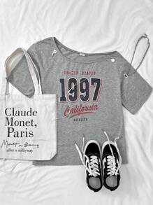 SHEIN Youth Casual Scoop Neck Multicolor Tee With Regular Fit And Asymmetrical Design Teen Girl Clothes Teen Girls T Shirts Crop Vintage T Shirts 90s Clothes Girls Summer Clothes Teen