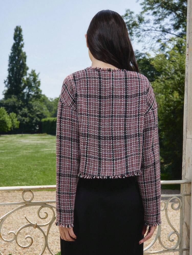 Textured Tweed Loose Fit Jacket With Raw Hem Spring Teacher Office Jacket Spring Summer Premium Jacket Business Casual Jacket