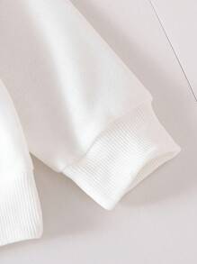 SHEIN Playful Pals 女婴可爱蝴蝶结装饰圆领长袖针织衫和松紧腰喇叭针织裤套装，休闲可爱，秋冬 - 黑與白 - 查看 3