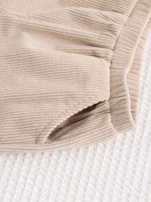 Cozy Pixies Pantalones casuales de unicolor para bebé niño con cintura elástica y bolsillos laterales, versátiles y cómodos - Caqui - Ver 5