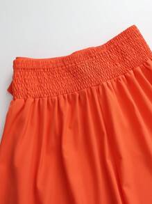 Rometta Plus Size Women's Casual Solid Color Long Skirt, Versatile For Daily Work Fall - Orange - View 4