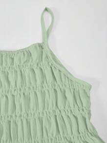 Sparklyn 2 件套青少年女孩吊带背心上衣和直筒阔腿裤套装，休闲夏季服装 - 綠色 - 查看 4