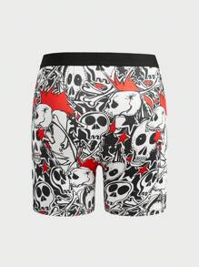 West Coast Totenkopf Grafik Hipster Muster Herren Boxershorts in Mittellänge, Halloween