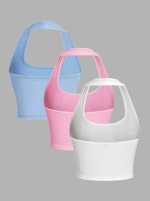 SHEIN EZwear 3 件套女士休闲简约紧身吊带背心工字背心，适合夏季度假 - 彩色 - 查看 2