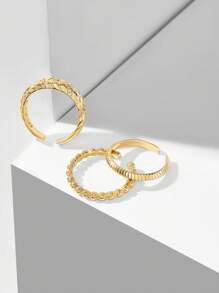 MOTF PREMIUM 18K GOLD PLATED 3-IN-1 ADJUSTABLE OPEN RING SET - Yellow Gold - View 7