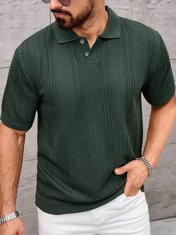 Manfinity CityGents Plus Size Men Short Sleeve Knitted Sweater Top, Summer