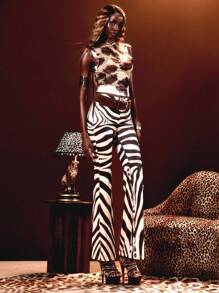 MUSERA Quần ống loe ôm sát họa tiết da báo cạp thấp, thích hợp cho kỳ nghỉ hè, lễ hội, tiệc tùng, đi club, tiệc sau show, đi biển, Y2K, sinh nhật, miền Tây, Nashville, tiệc tùng, lễ Phục sinh, thường ngày. - Nhiều màu - Xem 6