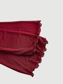 SHEIN MOD Burgundy Asymmetric Hem Flared Sleeve T-Shirt,Punk,Korean Style,Back To School,Teacher Outfits For Women,Office Outfits For Women,School Clothes,Western Wear Women,Vintage,Brunch Outfits For Women,Basic Tops,Old Money,Streetwear Women,Goth - Burgundy - View 4