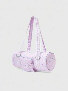 ROMWE Kawaii Multicolor Candy Polka Dot Print Lace Trim Shoulder Strap Design Tote Bag With Pocket Suitable For Photo, ID, Party, Vacation, Shopping, Cute & Sweet - Pink - View 5