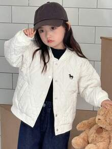 DAZY Young Girls Baseball Padded Coat, Autumn - Beige - View 1