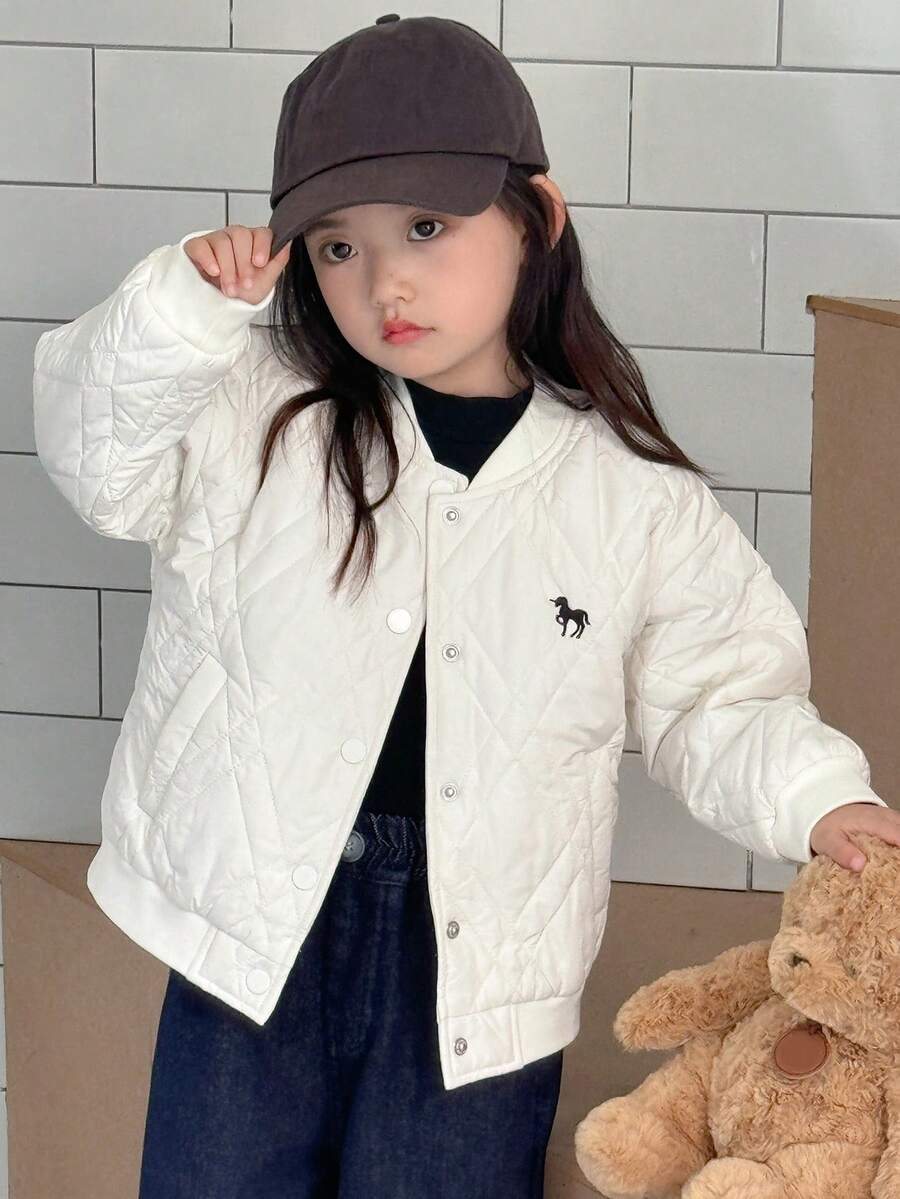 DAZY Young Girls Baseball Padded Coat, Autumn - Beige - View 1