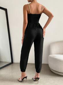 Chiquease Schlichter Spaghettiträger Jumpsuit für Damen für den täglichen Gebrauch