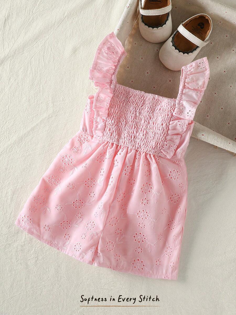 Cozy Pixies Tutina casual per bambine con colletto arricciato, senza maniche, vita elasticizzata