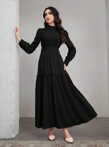 Graceveil Đầm ren dài tay thanh lịch màu trơn cho nữ - màu đen - Xem 7