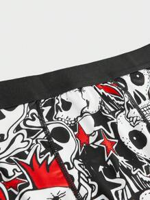 West Coast Totenkopf Grafik Hipster Muster Herren Boxershorts in Mittellänge, Halloween